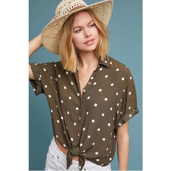 Faithful the Brand- Olive Polka Dot Button Down - Picture 2 of 8